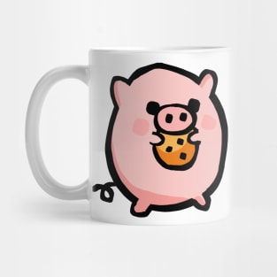 Cute Piggy Cartoon Munching Cookie Mug